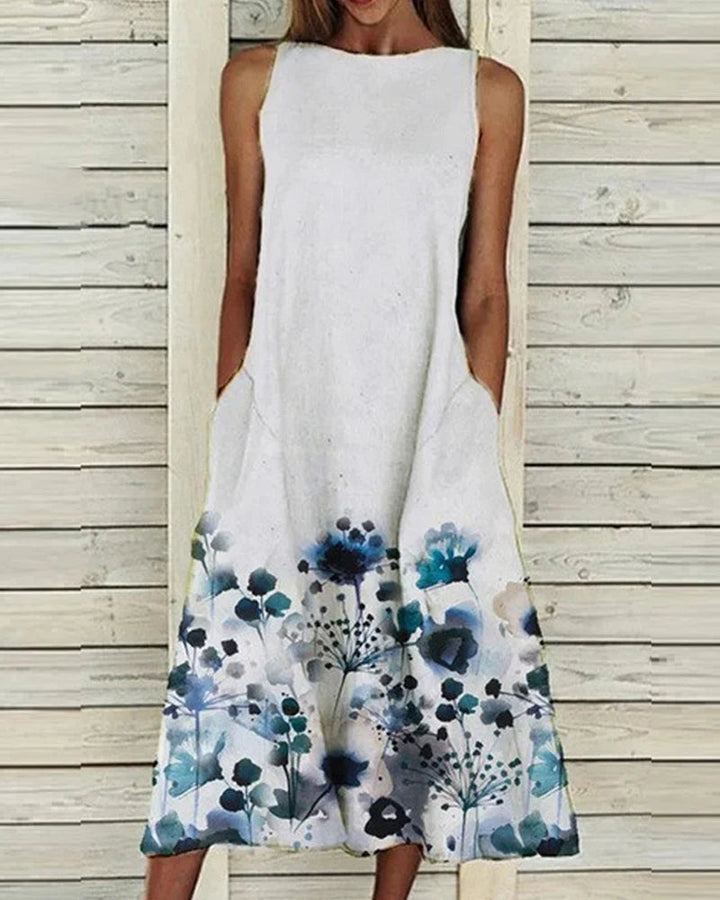 Pamelo | Damen Midi-Sommerkleid – Frisches Blumenmuster, Romantischer Look & Sommerliche Leichtigkeit