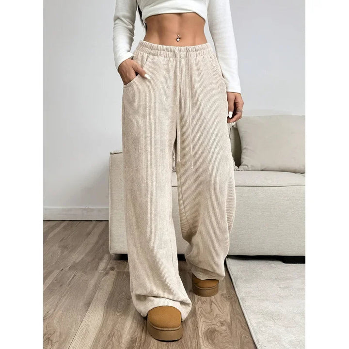 Damen Trendige Hoch Tailliert Cordhose Mit Entspannter Passform