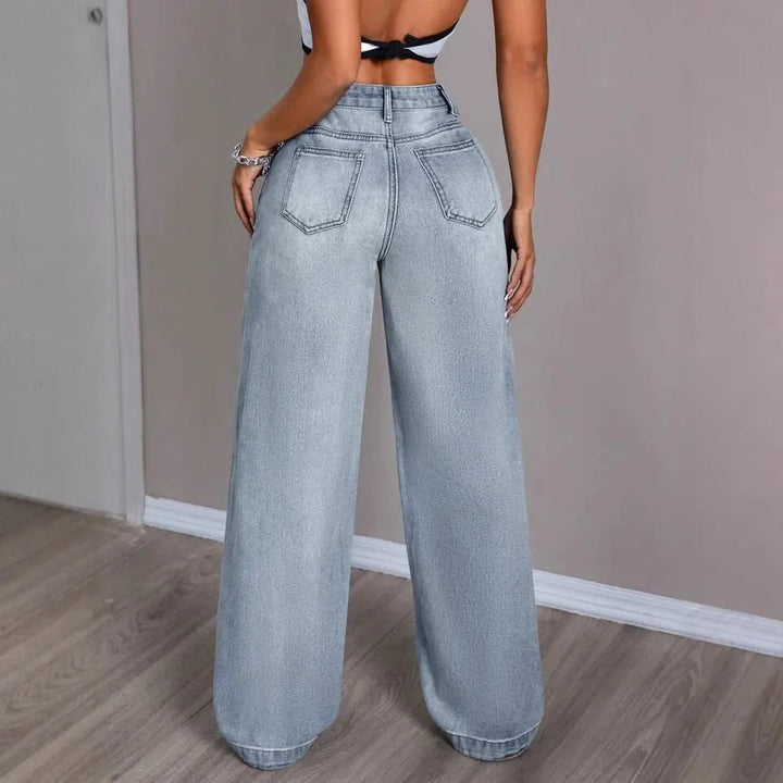 Damen Vintage Mom Jeans Mit Weitem Bein Zeitloser Look