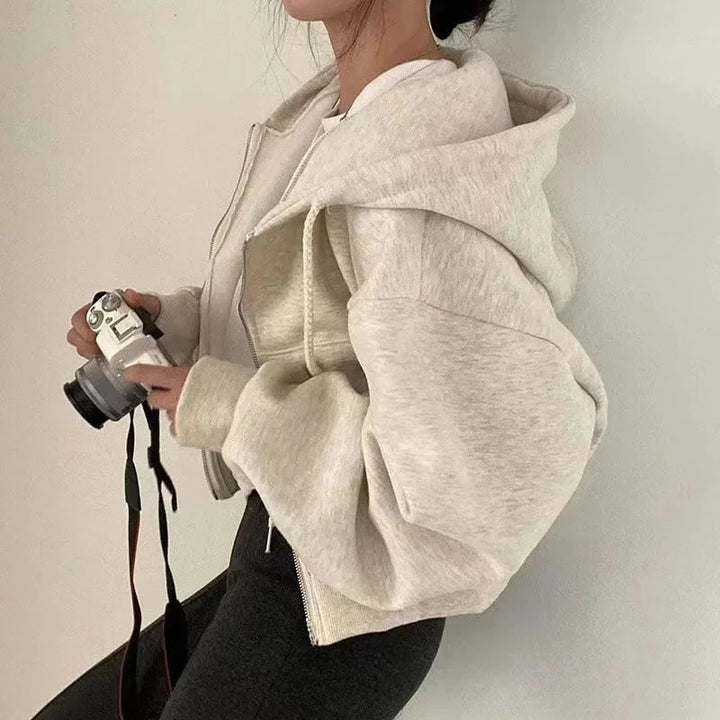 Damen Winter Sweatshirt Mit Kapuze Lagenlook Entspannte Silhouette