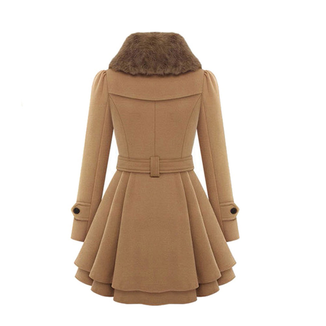 Damen Winterjacke Mit Gürtel Fellfutter Warm Luxuriöse Wärme