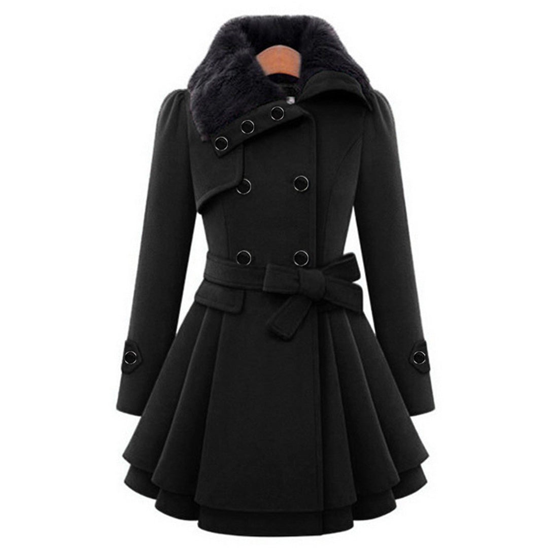 Damen Winterjacke Mit Gürtel Fellfutter Warm Luxuriöse Wärme