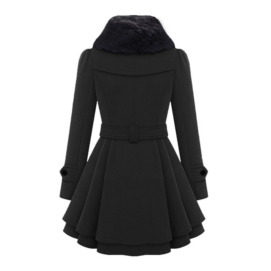 Damen Winterjacke Mit Gürtel Fellfutter Warm Luxuriöse Wärme