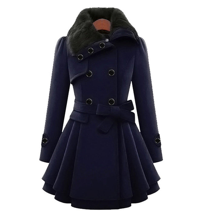 Damen Winterjacke Mit Gürtel Fellfutter Warm Luxuriöse Wärme