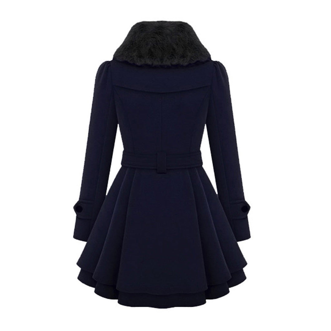 Damen Winterjacke Mit Gürtel Fellfutter Warm Luxuriöse Wärme