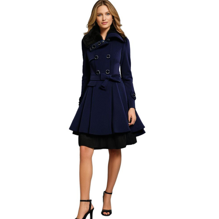 Damen Winterjacke Mit Gürtel Fellfutter Warm Luxuriöse Wärme