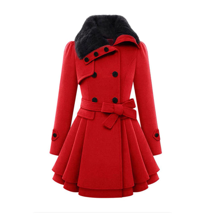 Damen Winterjacke Mit Gürtel Fellfutter Warm Luxuriöse Wärme