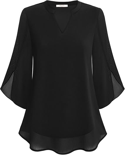 Bluse Dreiviertel Ärmel Fließender Stoff Formeller Stil