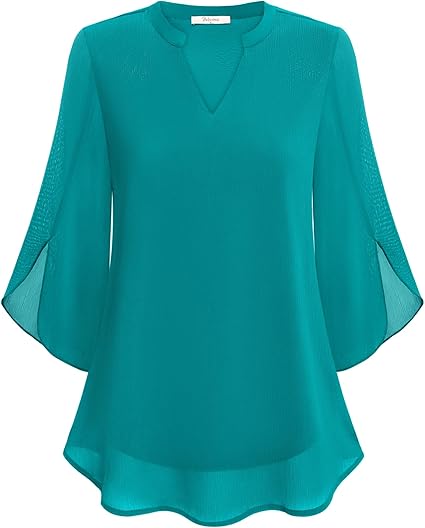 Bluse Dreiviertel Ärmel Fließender Stoff Formeller Stil