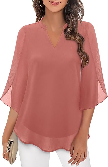 Bluse Dreiviertel Ärmel Fließender Stoff Formeller Stil