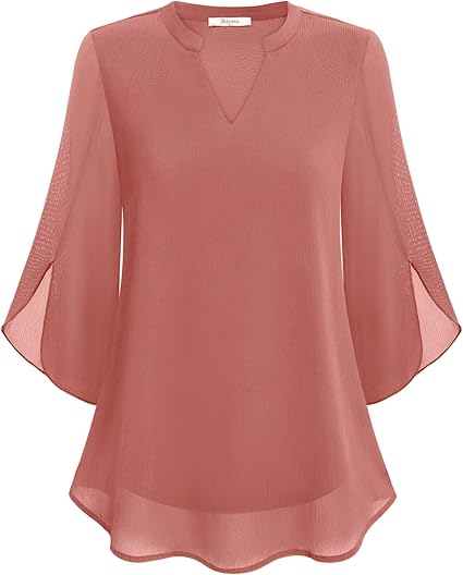 Bluse Dreiviertel Ärmel Fließender Stoff Formeller Stil