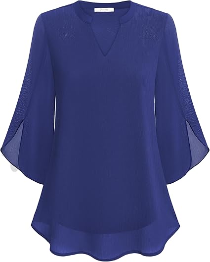 Bluse Dreiviertel Ärmel Fließender Stoff Formeller Stil