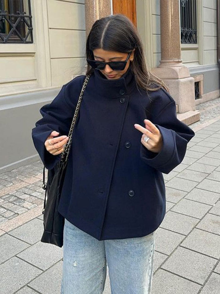 Doppelreihige Kurze Jacke Luxus Stil Warmes Material