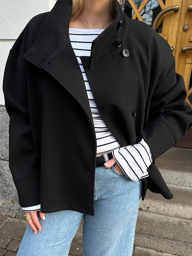 Doppelreihige Kurze Jacke Luxus Stil Warmes Material