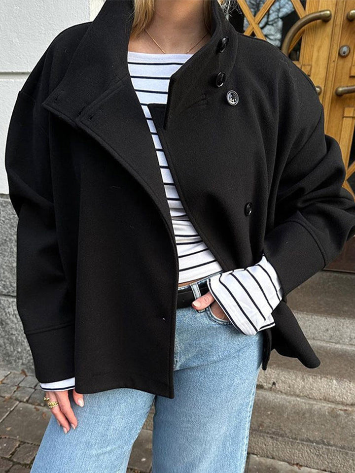 Doppelreihige Kurze Jacke Luxus Stil Warmes Material
