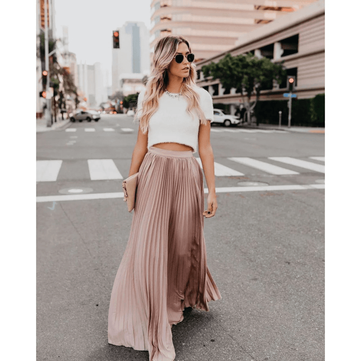 Vena | Damen Maxirock – Elegante Falten, Atmungsaktives Material & Fliessende Silhouette