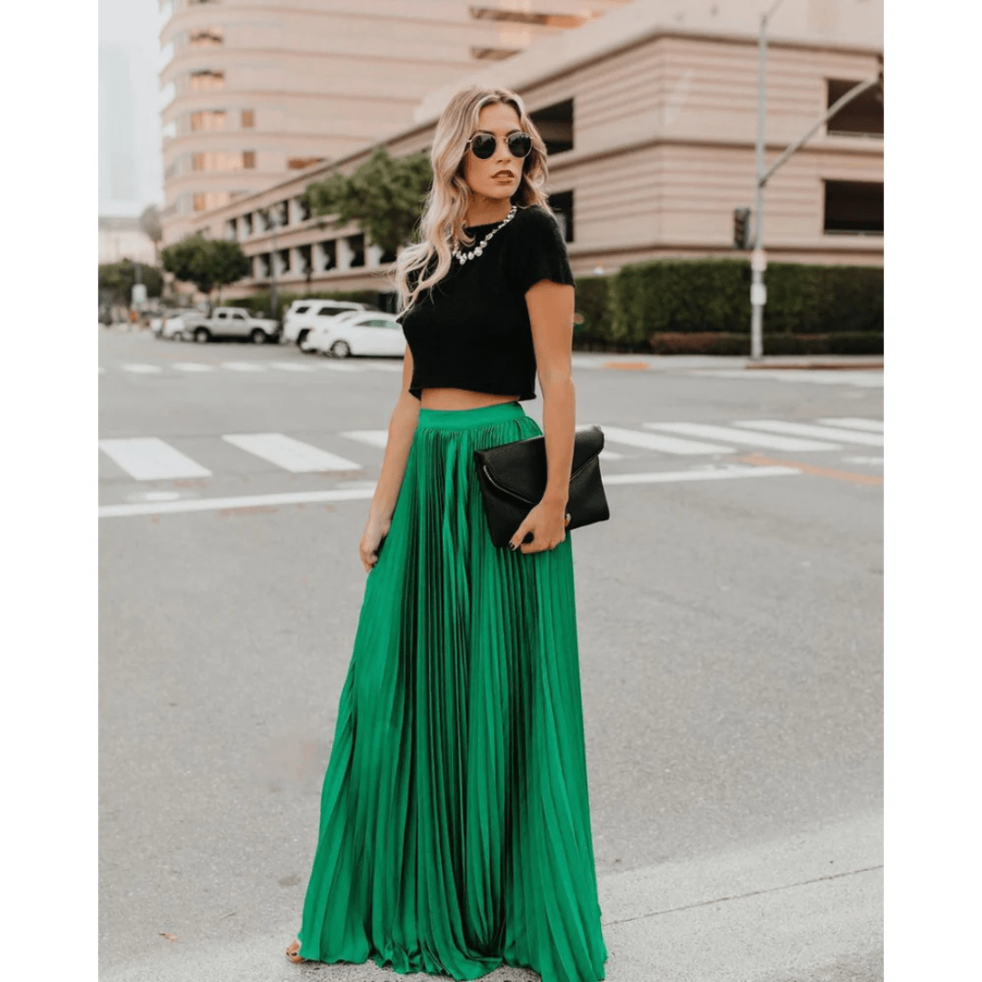 Vena | Damen Maxirock – Elegante Falten, Atmungsaktives Material & Fliessende Silhouette