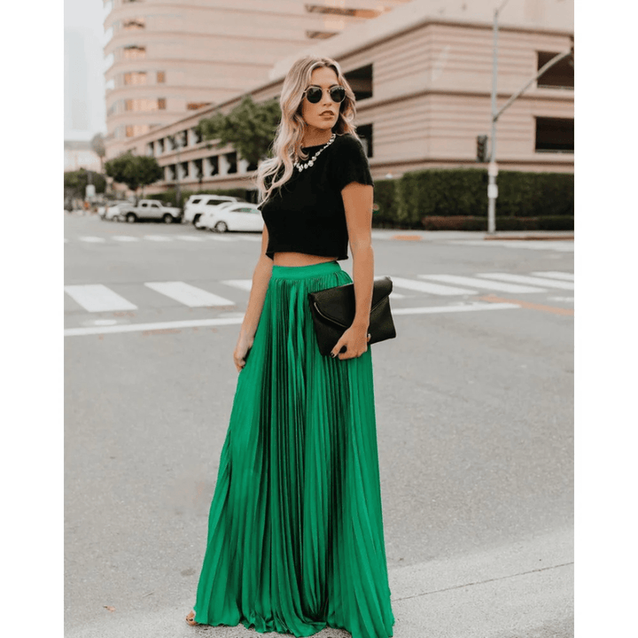 Vena | Damen Maxirock – Elegante Falten, Atmungsaktives Material & Fliessende Silhouette