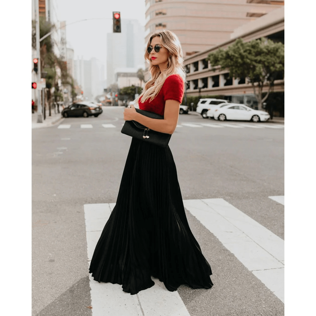 Vena | Damen Maxirock – Elegante Falten, Atmungsaktives Material & Fliessende Silhouette