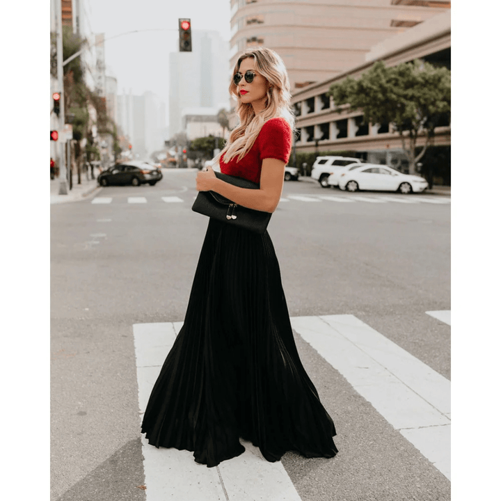 Vena | Damen Maxirock – Elegante Falten, Atmungsaktives Material & Fliessende Silhouette
