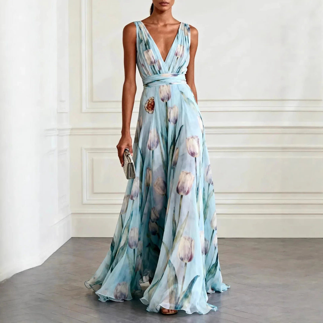 Amore | Elegantes Damen Maxikleid mit Blumenmuster