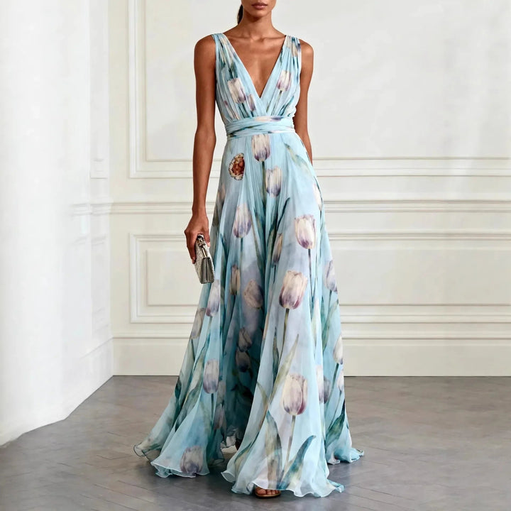 Amore | Elegantes Damen Maxikleid mit Blumenmuster