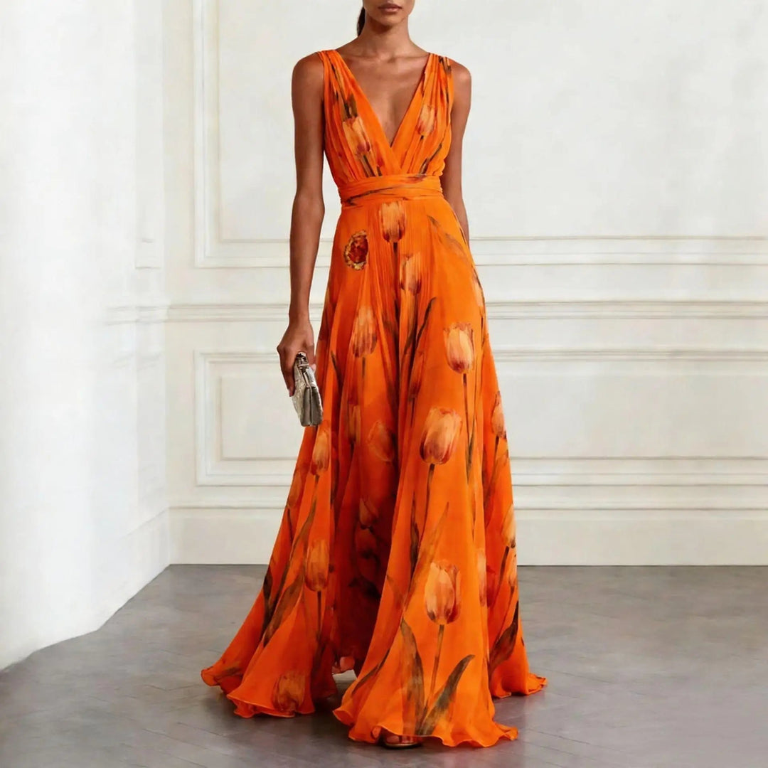 Amore | Elegantes Damen Maxikleid mit Blumenmuster