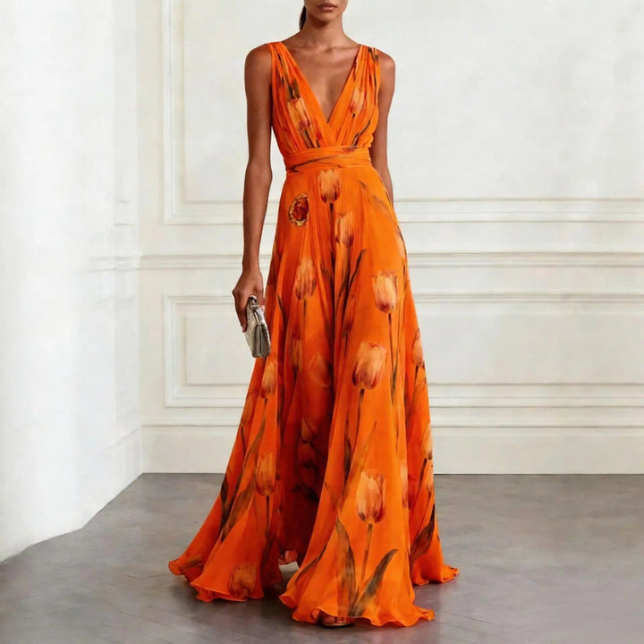 Amore | Elegantes Damen Maxikleid mit Blumenmuster