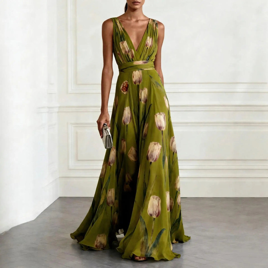 Amore | Elegantes Damen Maxikleid mit Blumenmuster