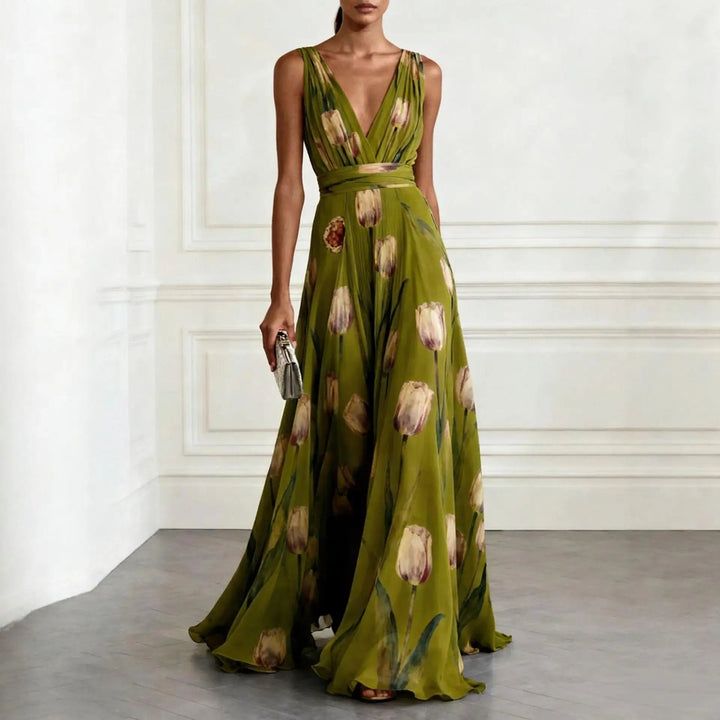 Amore | Elegantes Damen Maxikleid mit Blumenmuster