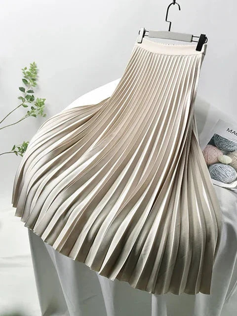 Chāme | Damen Maxirock – Elegante A-Linie, Plissiertes Design & Hohe Taille