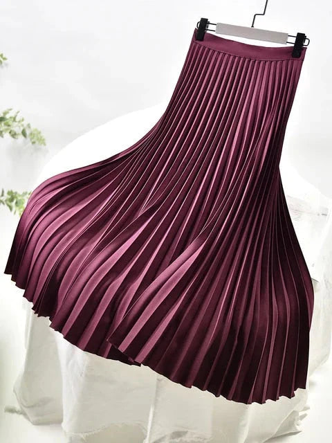 Chāme | Damen Maxirock – Elegante A-Linie, Plissiertes Design & Hohe Taille