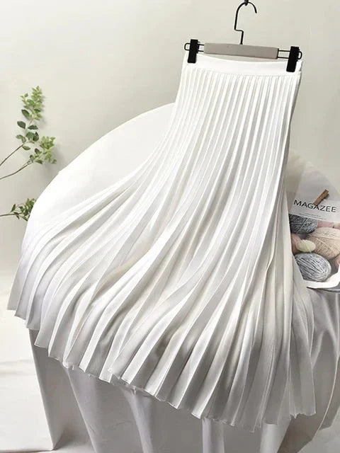 Chāme | Damen Maxirock – Elegante A-Linie, Plissiertes Design & Hohe Taille
