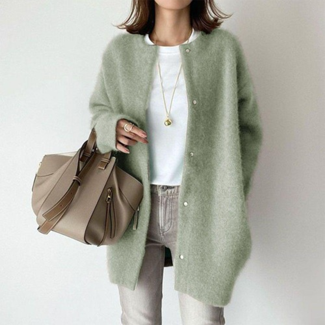 Raffinierte Strickjacke mit Stil Uni Rundhals Langarm