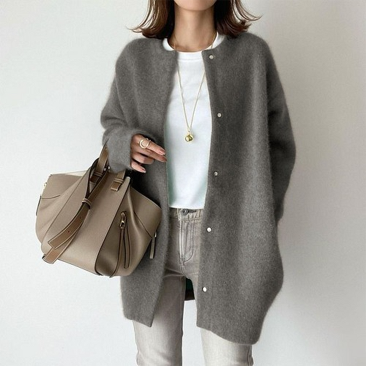 Raffinierte Strickjacke mit Stil Uni Rundhals Langarm