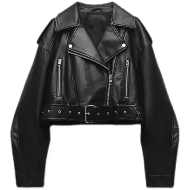 Damen Kurze Bikerjacke Moderne Übergangsjacke