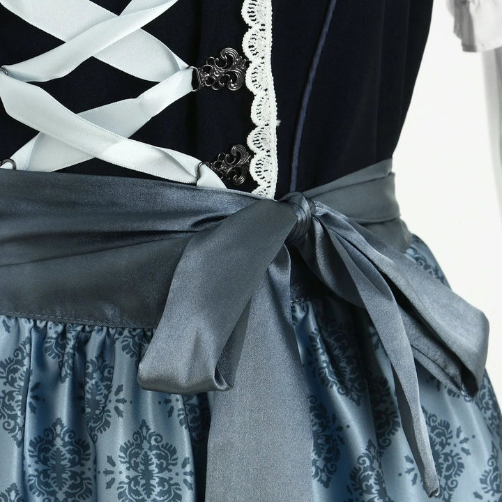 Damen Traditionelles Bayerisches Dirndl-Kleid Dunkelgrau Polyester Größen XS-4XL