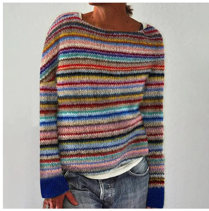 Herbstlicher Retro-Pullover Farbenfrohen Nordisch Inspirierten Design