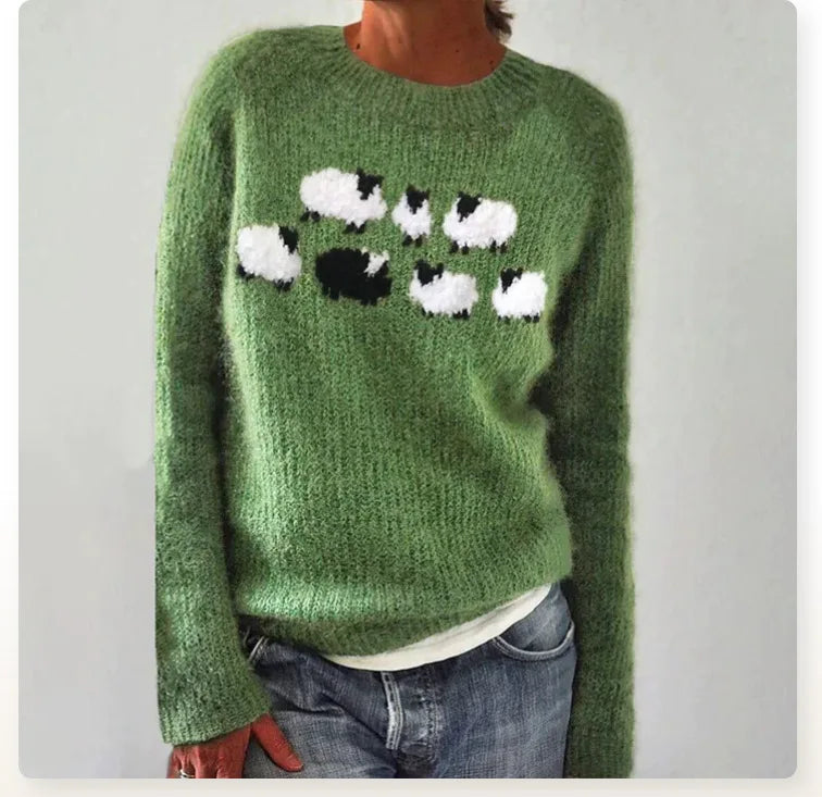 Herbstlicher Retro-Pullover Farbenfrohen Nordisch Inspirierten Design