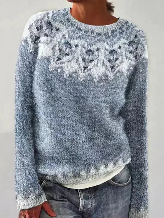 Herbstlicher Retro-Pullover Farbenfrohen Nordisch Inspirierten Design