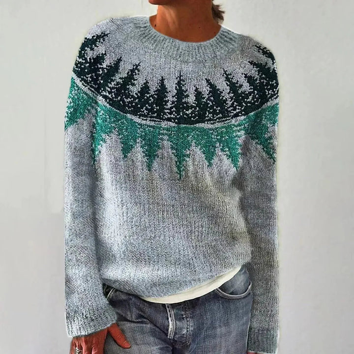 Herbstlicher Retro-Pullover Farbenfrohen Nordisch Inspirierten Design