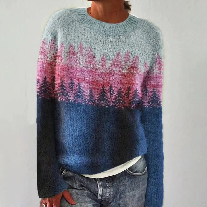 Herbstlicher Retro-Pullover Farbenfrohen Nordisch Inspirierten Design