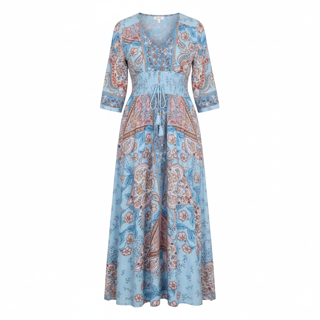 Dolce | Lange Sommerrobe mit V-Ausschnitt