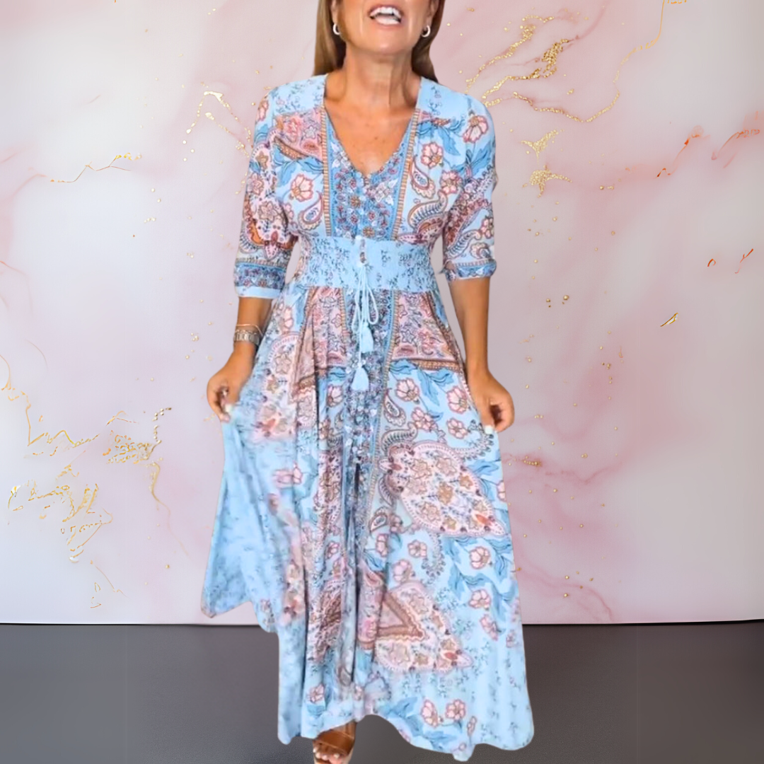 Dolce | Lange Sommerrobe mit V-Ausschnitt