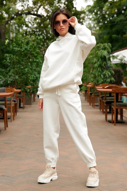 Damen Kapuzenpulli Und Jogger Zweiteiler Set Weiches Material Lockere Passform
