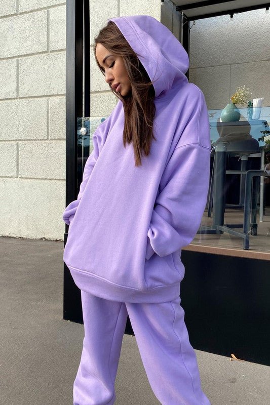 Damen Kapuzenpulli Und Jogger Zweiteiler Set Weiches Material Lockere Passform