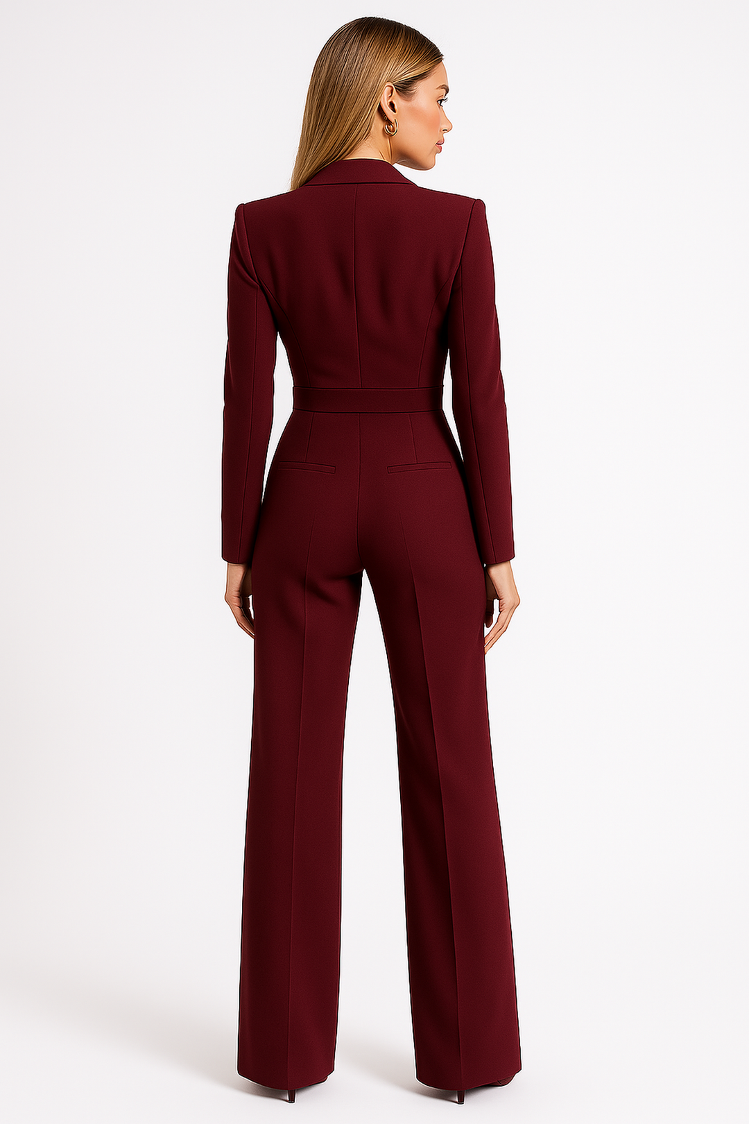 Eleganter Jumpsuit mit V-Ausschnitt und weitem Bein für Damen