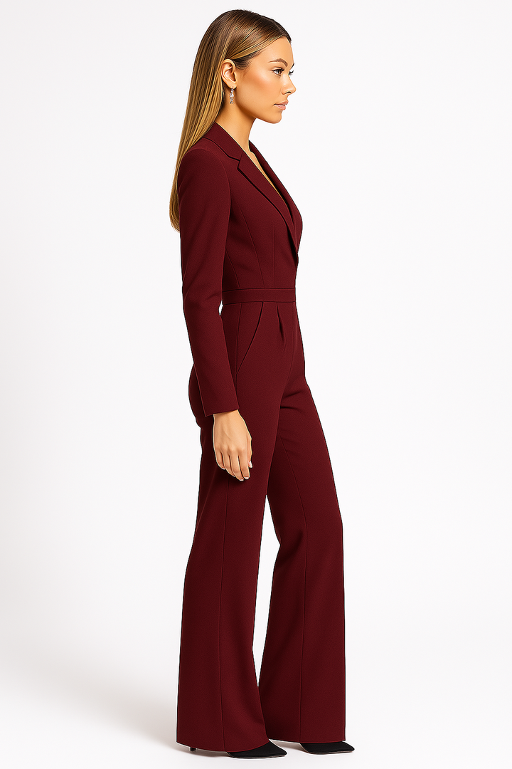 Eleganter Jumpsuit mit V-Ausschnitt und weitem Bein für Damen