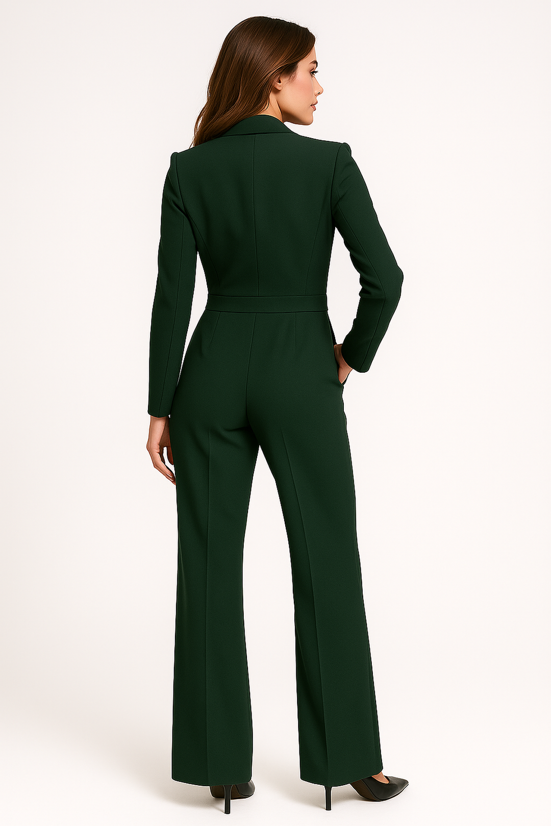 Eleganter Jumpsuit mit V-Ausschnitt und weitem Bein für Damen