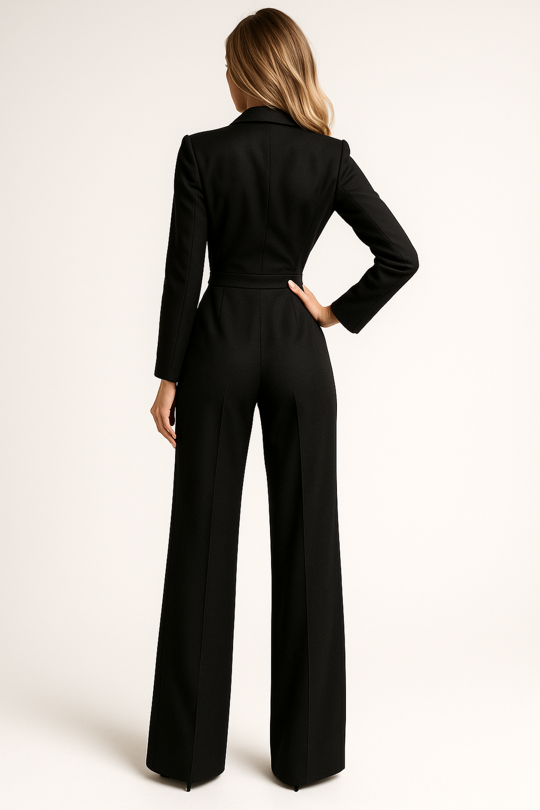 Eleganter Jumpsuit mit V-Ausschnitt und weitem Bein für Damen